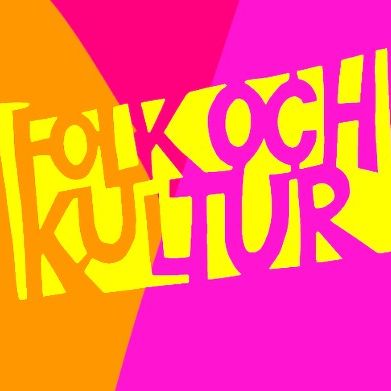Färgglad logotyp för Folk och kultur i rosa, gult och orange.